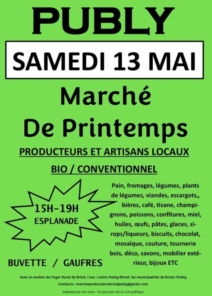 Marché de printemps à Publy producteurs et artisans